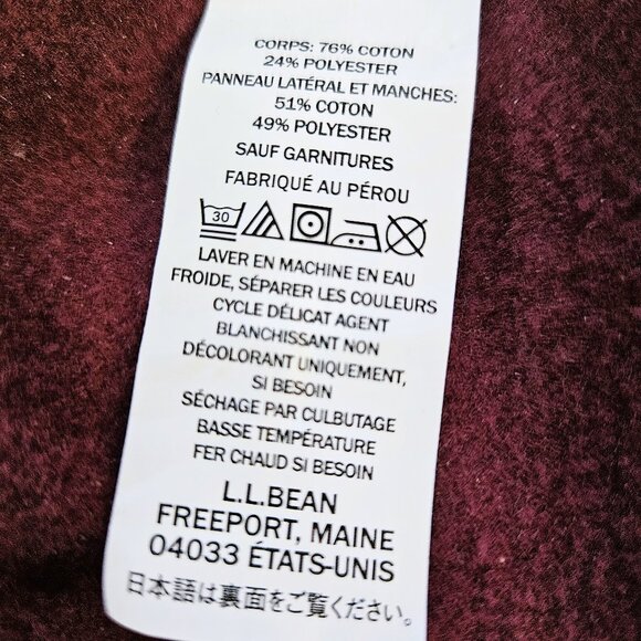 L.L. Bean Women's Burgundy Cozy Quilted Sweatshirt 1/4 Zip Pullover Size XL P - Picture 8 of 8